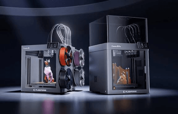 Flashforge Creator 5 and Creator 5 Pro 3D printers side by side
