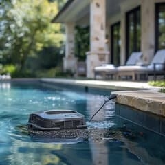 In-ground swimming pool suited for robotic floor and wall cleaning