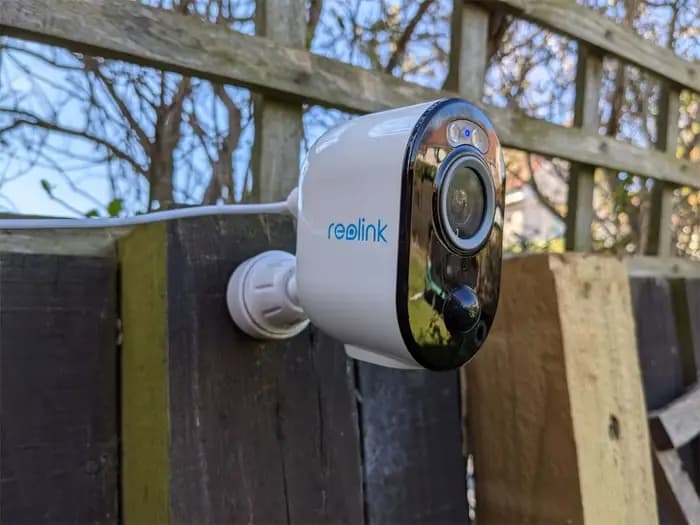 REOLINK outdoor security camera kit for monitoring a robot mower docking area